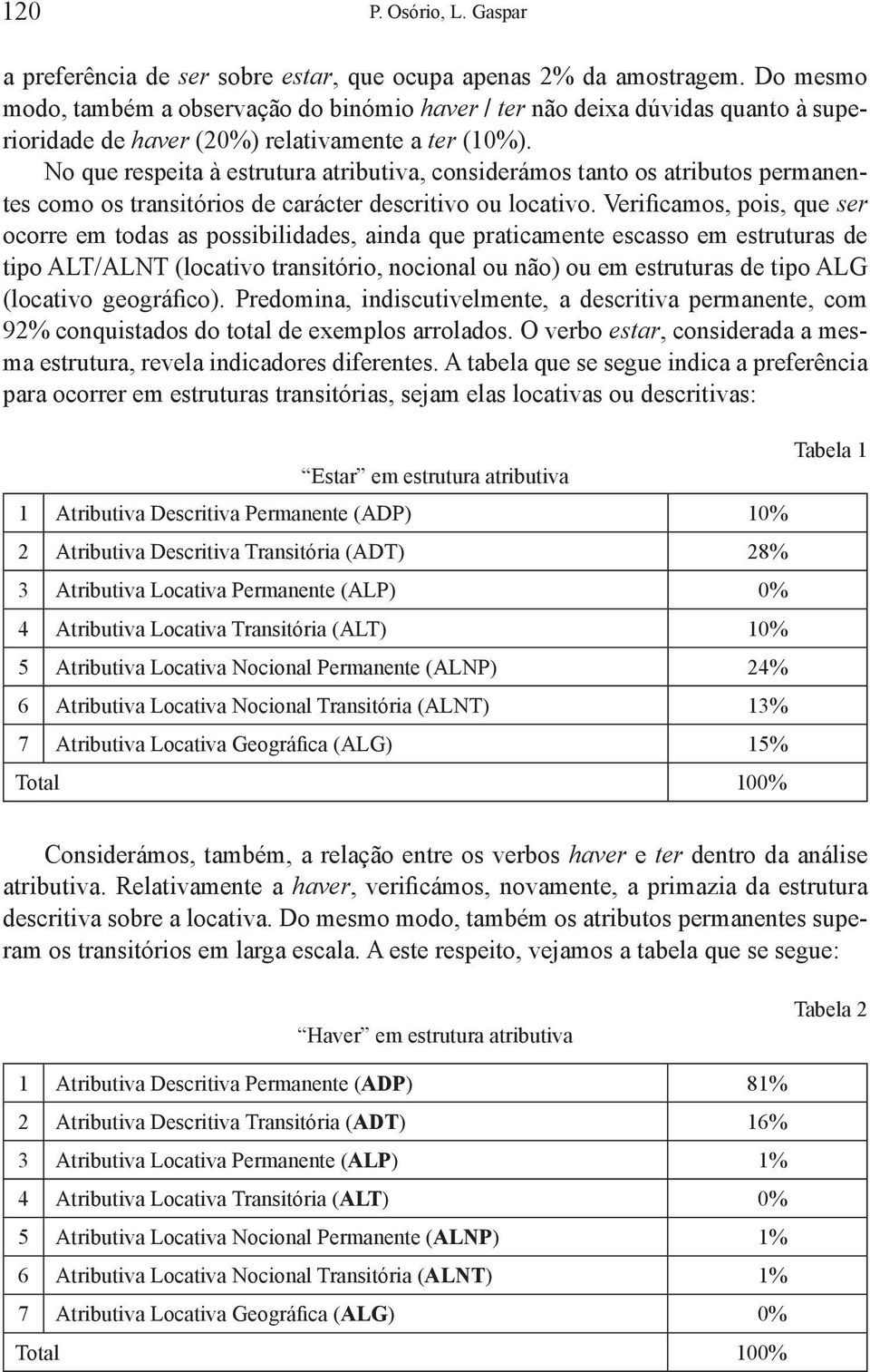 No que respeita à estrutura atributiva, considerámos tanto os atributos permanentes como os transitórios de carácter descritivo ou locativo.