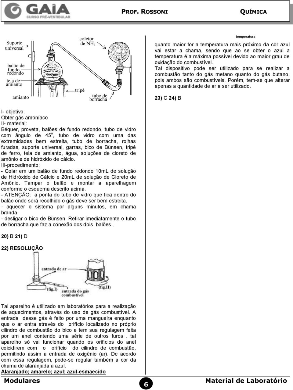 III-procedimento: - Colar em um balão de fundo redondo 10mL de solução de Hidróxido de Cálcio e 20mL de solução de Cloreto de Amônio.