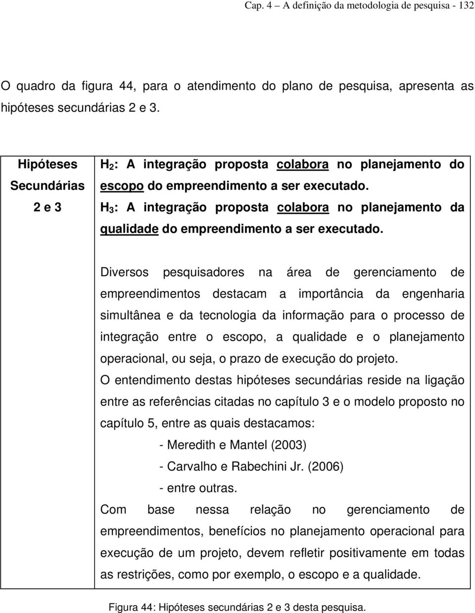 H 3 : A integração proposta colabora no planejamento da qualidade do empreendimento a ser executado.