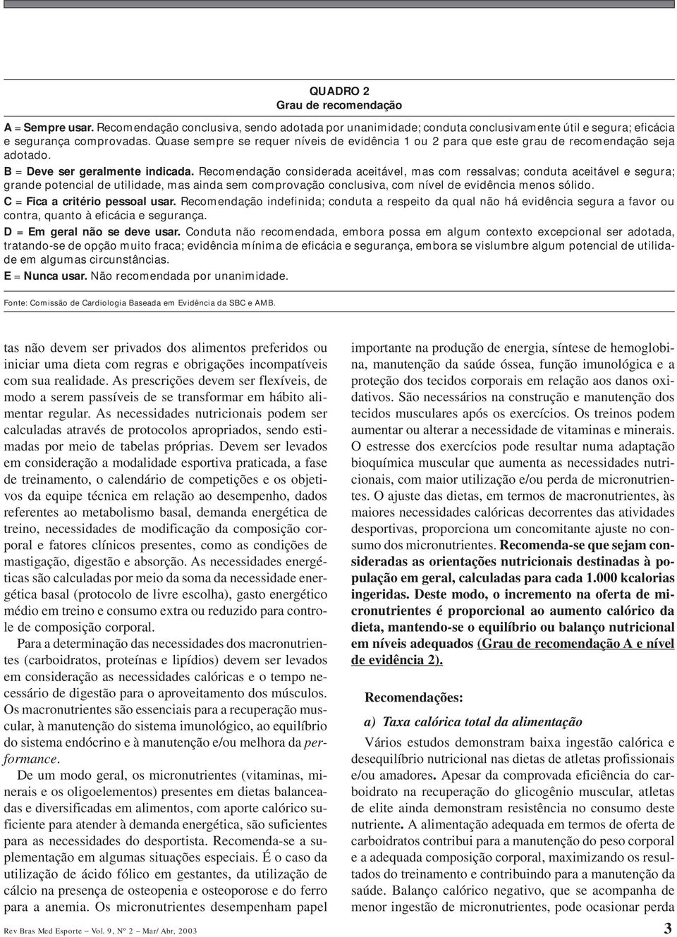 Recomendação considerada aceitável, mas com ressalvas; conduta aceitável e segura; grande potencial de utilidade, mas ainda sem comprovação conclusiva, com nível de evidência menos sólido.