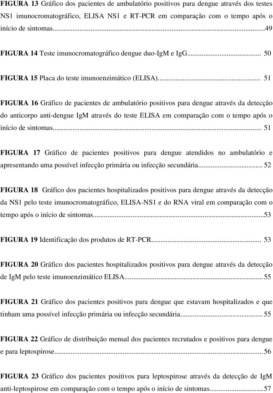 .. 51 FIGURA 16 Gráfico de pacientes de ambulatório positivos para dengue através da detecção do anticorpo anti-dengue IgM através do teste ELISA em comparação com o tempo após o início de sintomas.