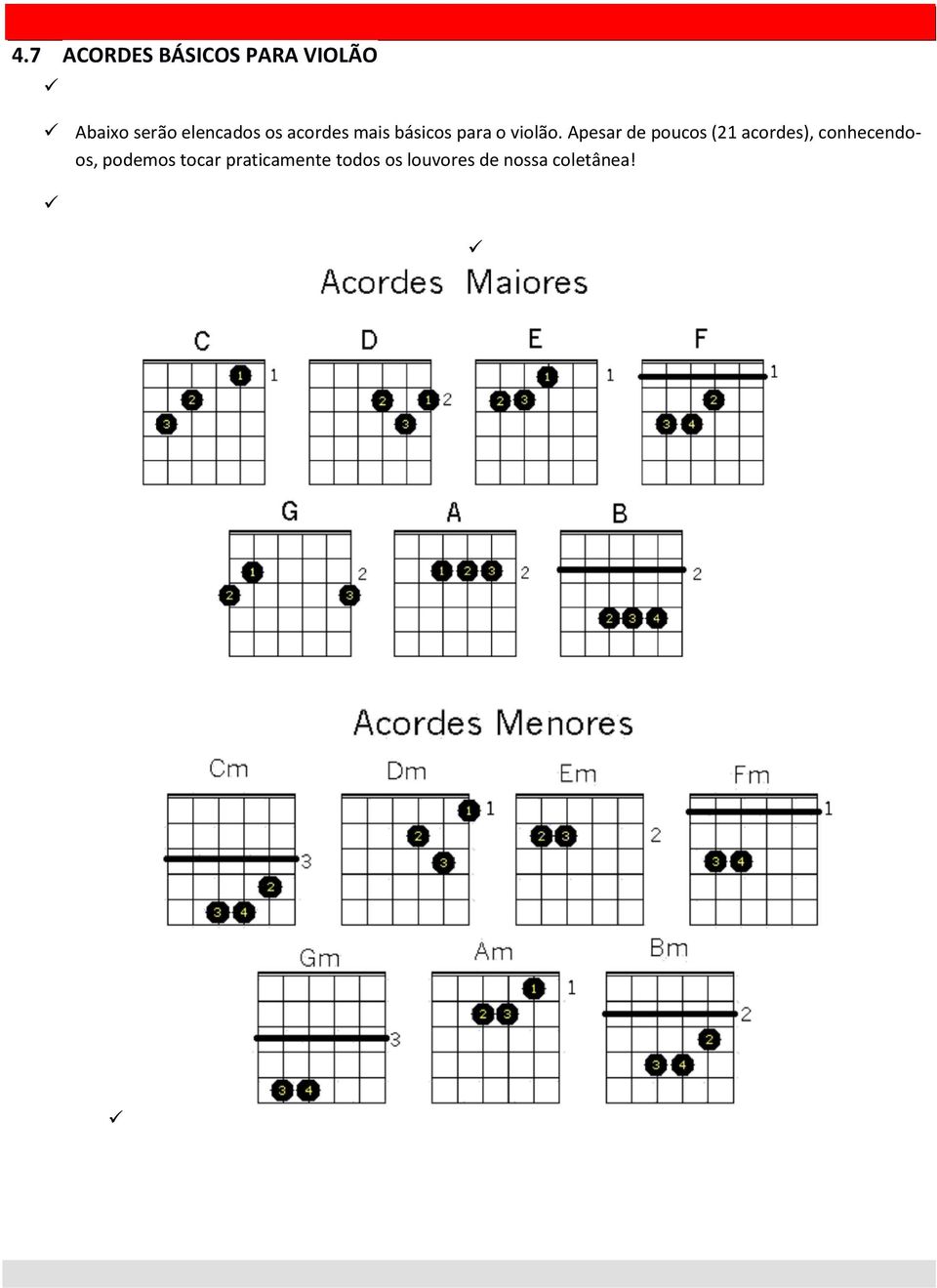 Apesar de poucos (21 acordes), conhecendoos,