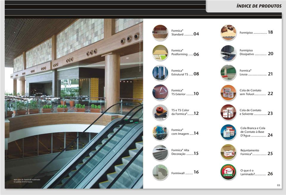 .. 22 TS e TS Color da Formica... 12 Cola de Contato e Solvente... 23 Formica com Imagem... 14 Cola Branca e Cola de Contato à Base D Água.
