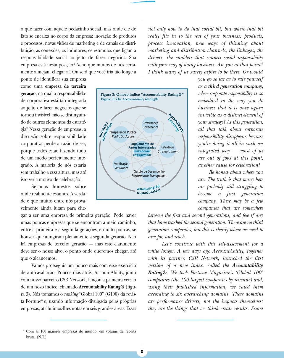 Ou será que você iria tão longe a ponto de identificar sua empresa como uma empresa de terceira geração, na qual a responsabilidade corporativa está tão integrada ao jeito de fazer negócios que se