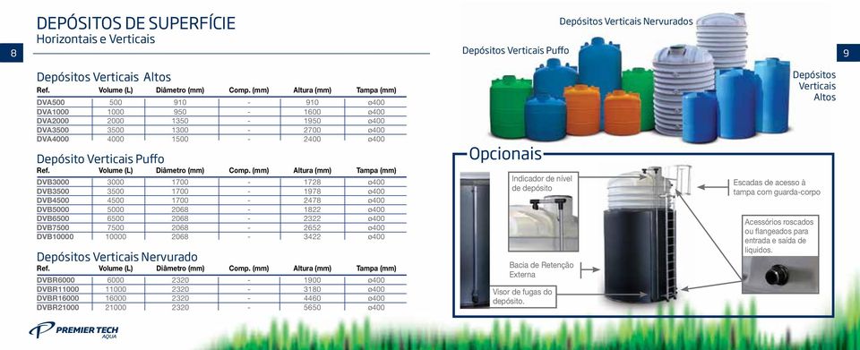 2068 2068 2068 Depósitos Verticais Nervurado DVBR6000 DVBR11000 DVBR16000 DVBR21000 Volume (L) 6000 11000 16000 21000 Diâmetro Comp.