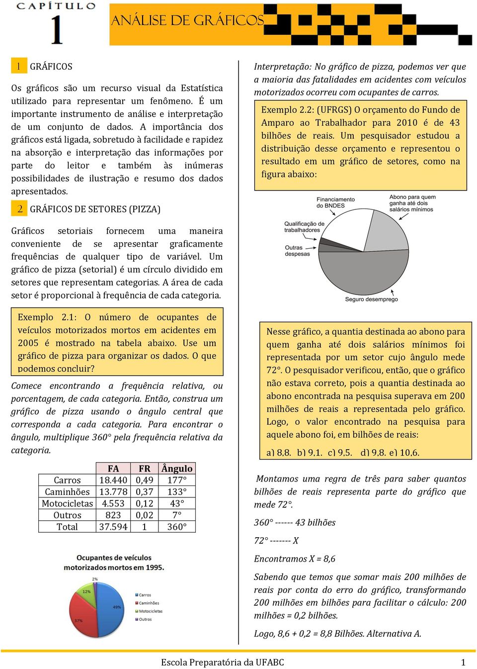 dados apresentados. 2 GRÁFICOS DE SETORES (PIZZA) Interpretação: No gráfico de pizza, podemos ver que a maioria das fatalidades em acidentes com veículos motorizados ocorreu com ocupantes de carros.