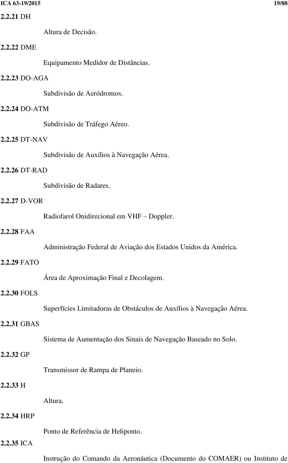 2.2.30 FOLS Superfícies Limitadoras de Obstáculos de Auxílios à Navegação Aérea. 2.2.31 GBAS Sistema de Aumentação dos Sinais de Navegação Baseado no Solo. 2.2.32 GP Transmissor de Rampa de Planeio.