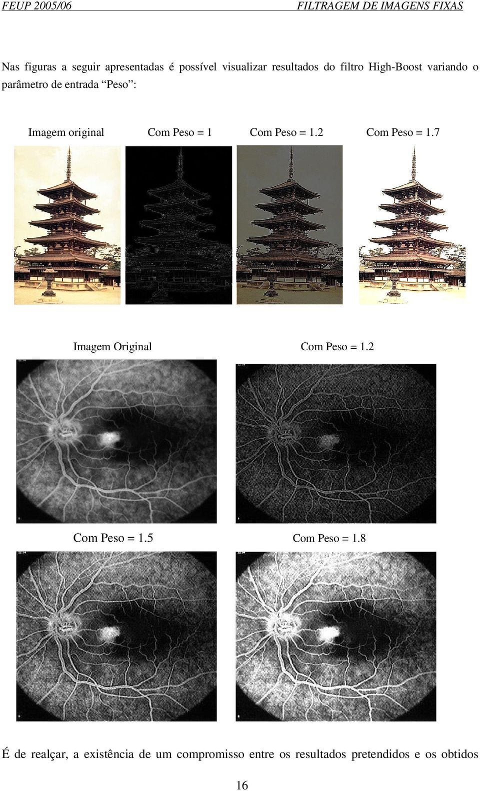 Peso = 1.2 Com Peso = 1.7 Imagem Original Com Peso = 1.2 Com Peso = 1.5 Com Peso = 1.
