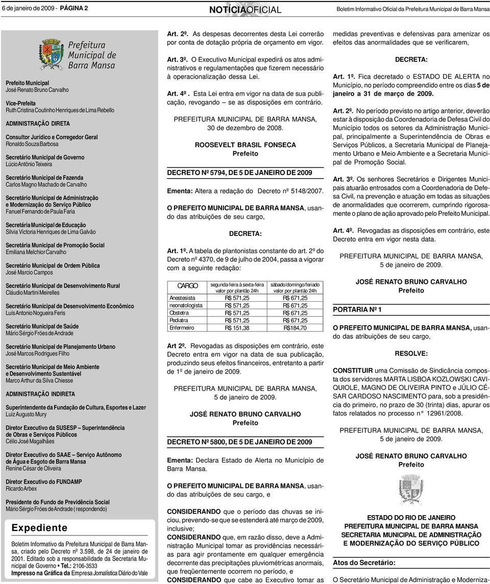 Carvalho Secretário Municipal de Administração e Modernização do Serviço Público Fanuel Fernando de Paula Faria Secretária Municipal de Educação Silvia Victoria Henriques de Lima Galvão Secretária