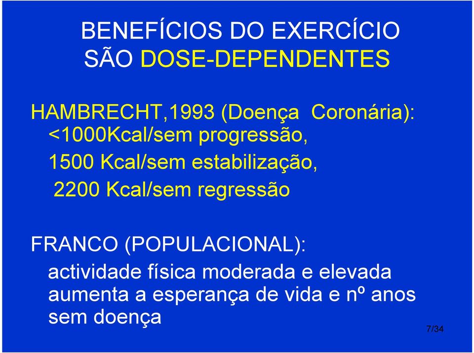 2200 Kcal/sem regressão FRANCO (POPULACIONAL): actividade física