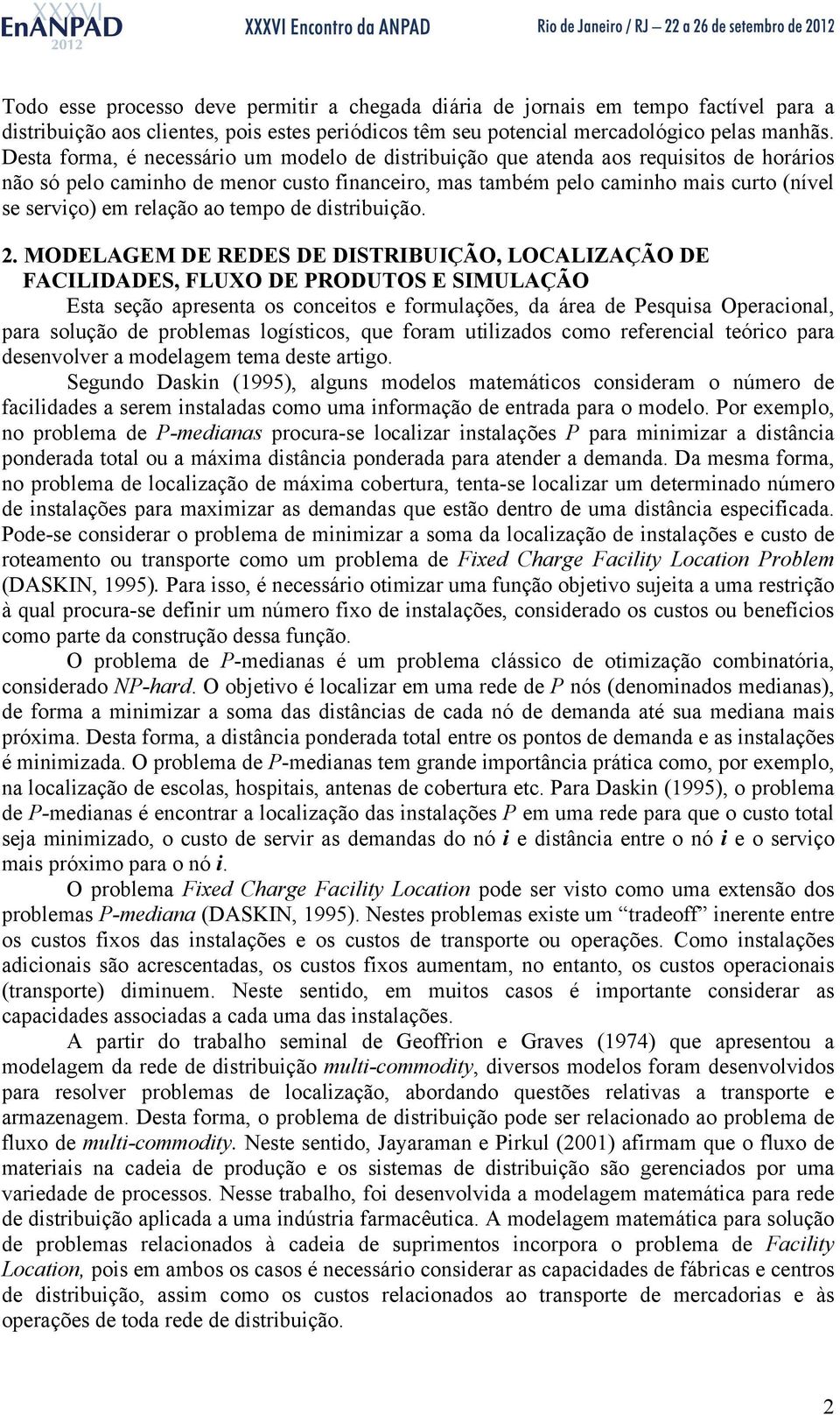 relação ao tempo de distribuição. 2.