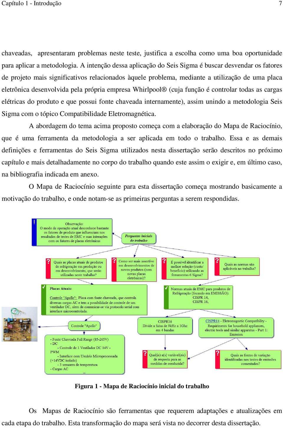 própria empresa Whirlpool (cuja função é controlar todas as cargas elétricas do produto e que possui fonte chaveada internamente), assim unindo a metodologia Seis Sigma com o tópico Compatibilidade