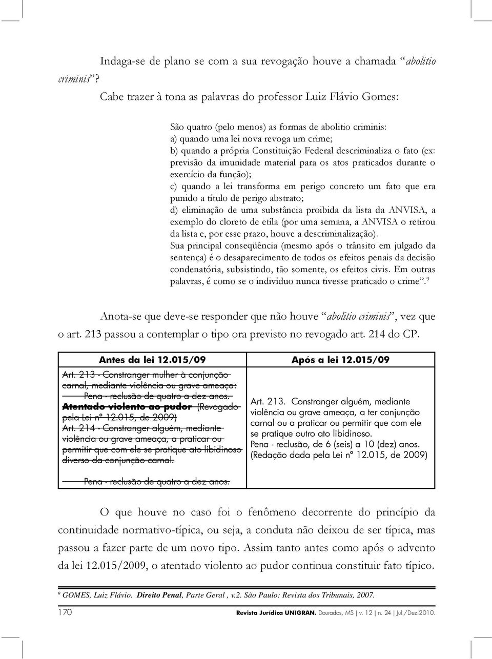 descriminaliza o fato (ex: previsão da imunidade material para os atos praticados durante o exercício da função); c) quando a lei transforma em perigo concreto um fato que era punido a título de