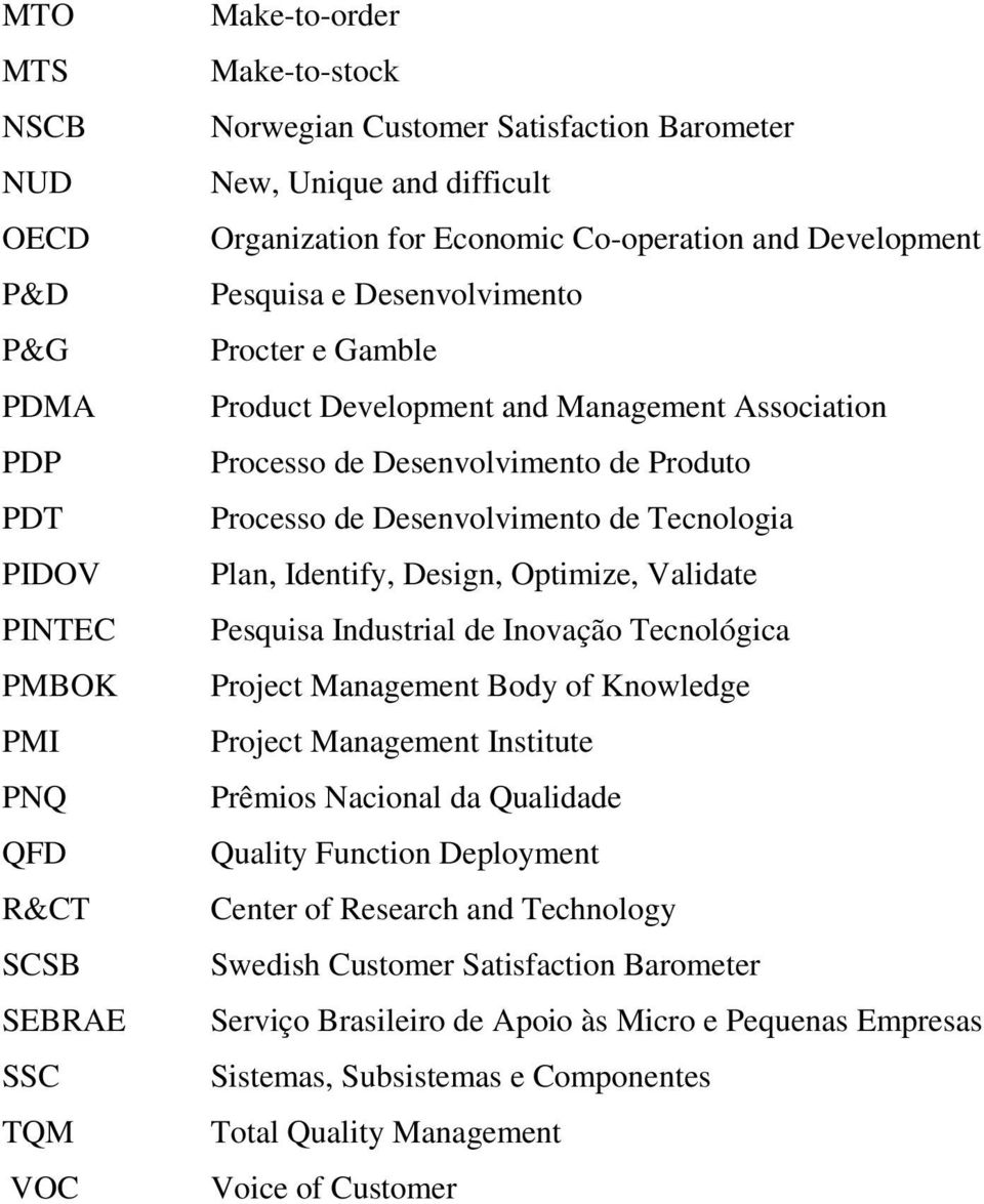 Desenvolvimento de Tecnologia Plan, Identify, Design, Optimize, Validate Pesquisa Industrial de Inovação Tecnológica Project Management Body of Knowledge Project Management Institute Prêmios Nacional