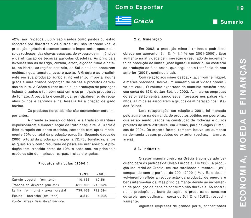 As principais lavouras são as de trigo, cevada, arroz, algodão fumo e batata, no Norte; as regiões centrais, ao Sul e as ilhas produzem melões, figos, tomates, uvas e azeite.