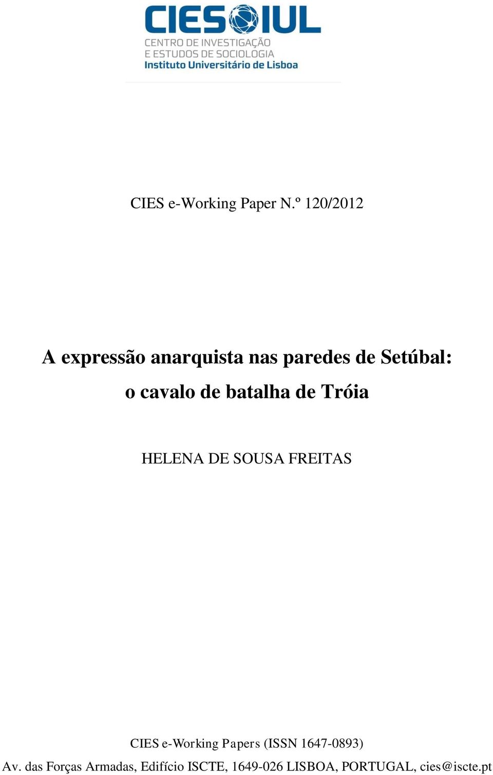 cavalo de batalha de Tróia HELENA DE SOUSA FREITAS CIES