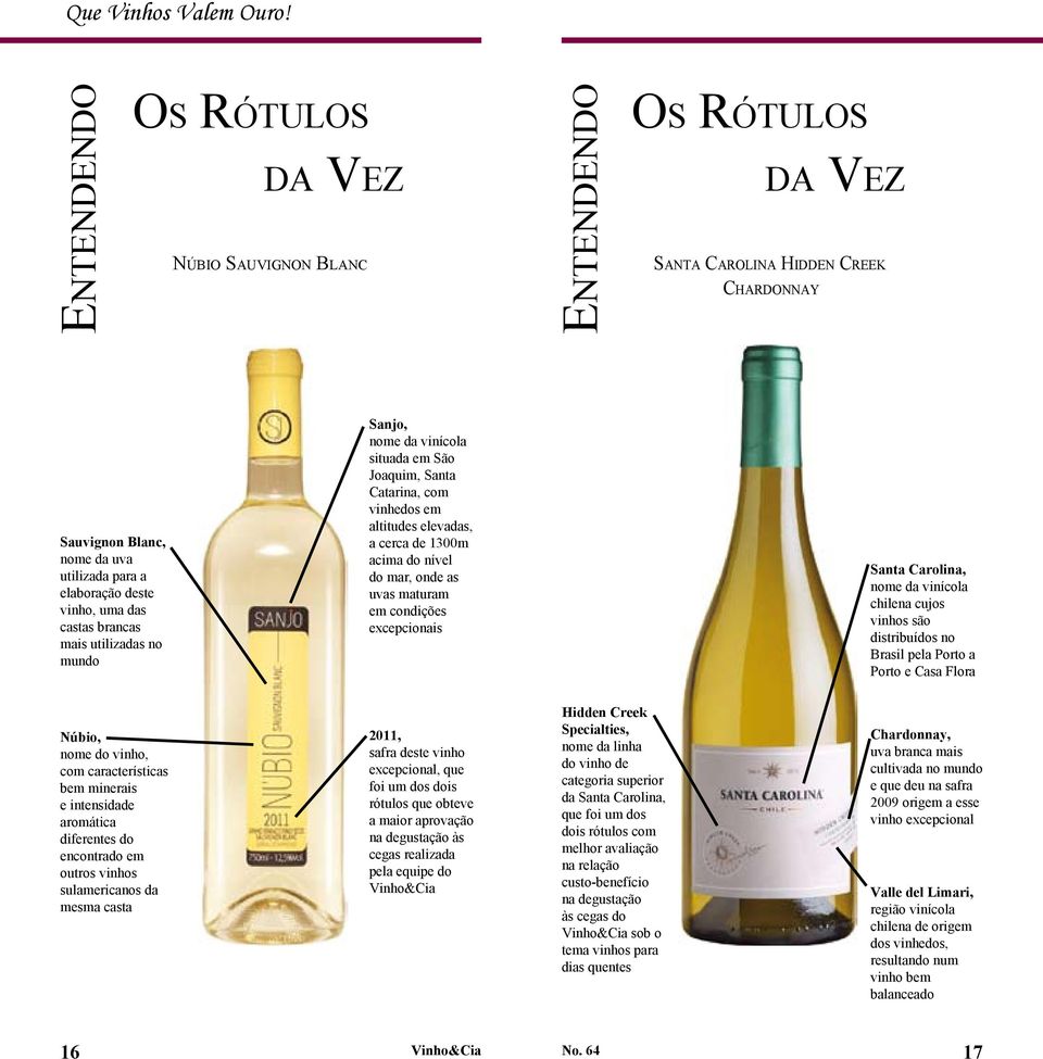 castas brancas mais utilizadas no mundo Sanjo, nome da vinícola situada em São Joaquim, Santa Catarina, com vinhedos em altitudes elevadas, a cerca de 1300m acima do nível do mar, onde as uvas