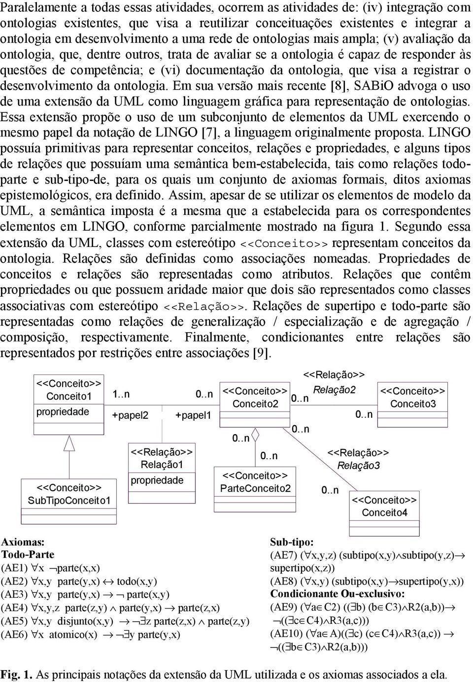 que visa a registrar o desenvolvimento da ontologia. Em sua versão mais recente [8], SABiO advoga o uso de uma extensão da UML como linguagem gráfica para representação de ontologias.