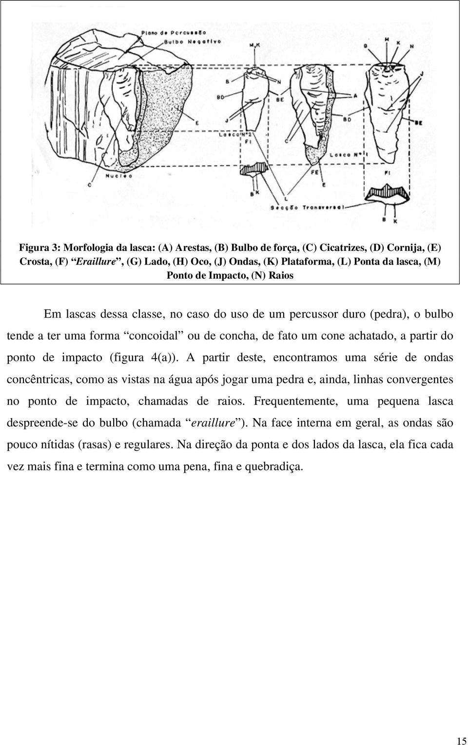 (figura 4(a)). A partir deste, encontramos uma série de ondas concêntricas, como as vistas na água após jogar uma pedra e, ainda, linhas convergentes no ponto de impacto, chamadas de raios.