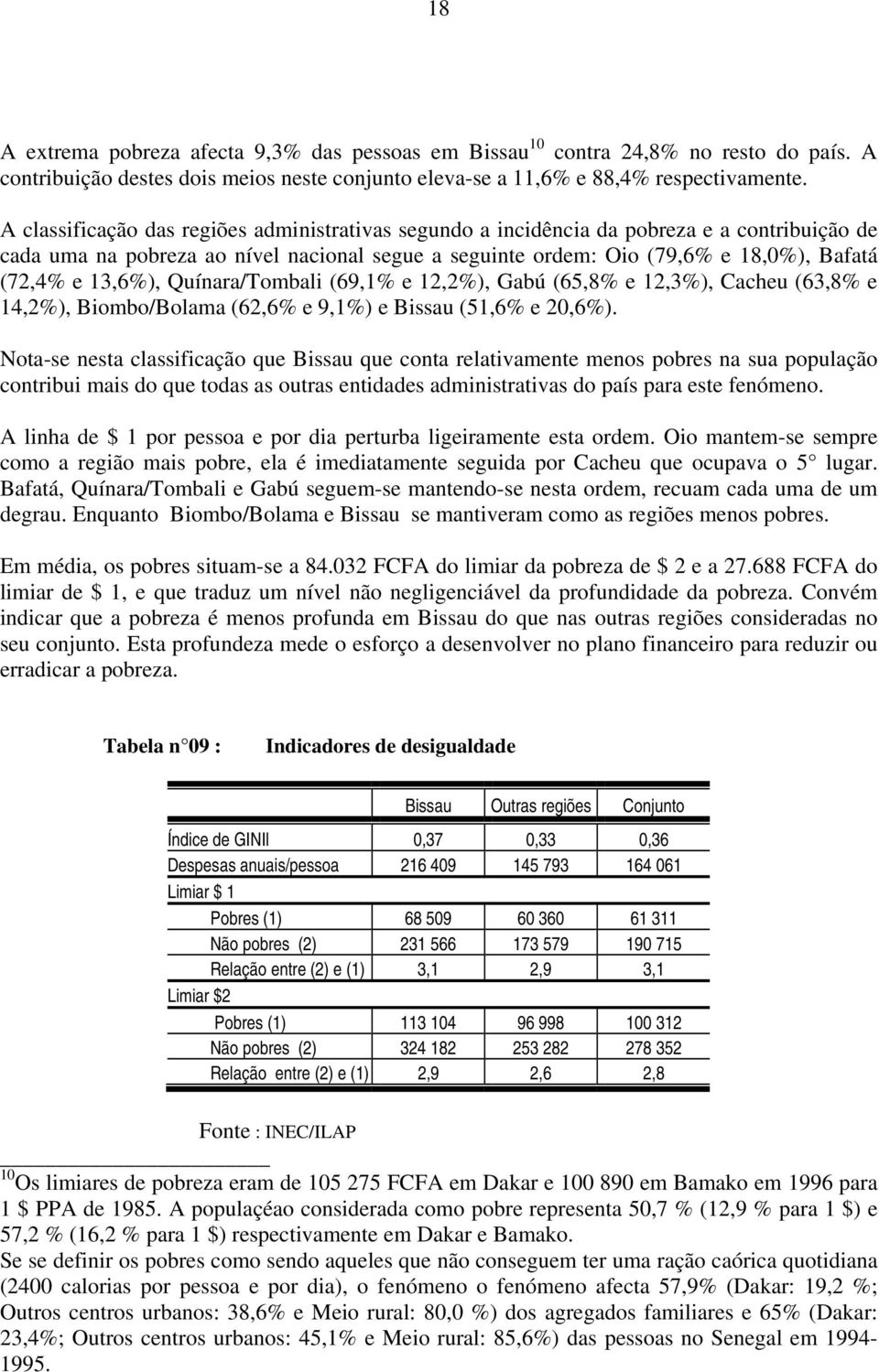 13,6%), Quínara/Tombali (69,1% e 12,2%), Gabú (65,8% e 12,3%), Cacheu (63,8% e 14,2%), Biombo/Bolama (62,6% e 9,1%) e Bissau (51,6% e 20,6%).