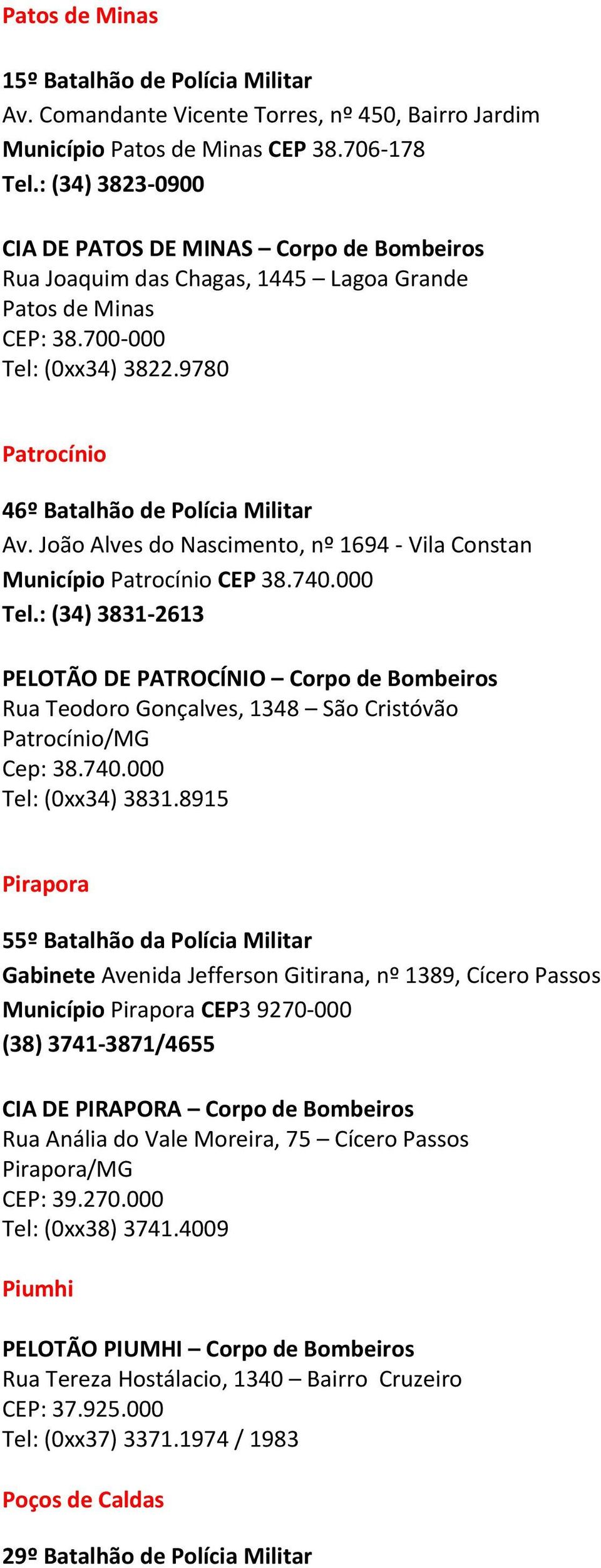 João Alves do Nascimento, nº 1694 - Vila Constan Município Patrocínio CEP 38.740.000 Tel.
