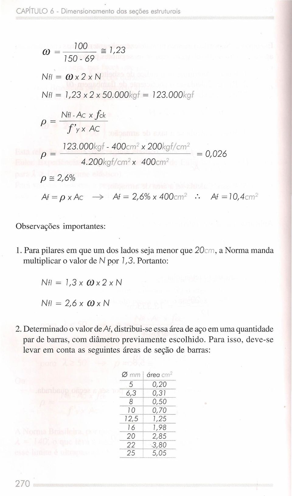 Para pilares em que um dos lados seja menor que 20cm, a Norma manda multiplicar o valor de N por 1,3. Portanto: Nfl Nfl = 1,3 x to x 2 x N = 2,6 x to x N 2.