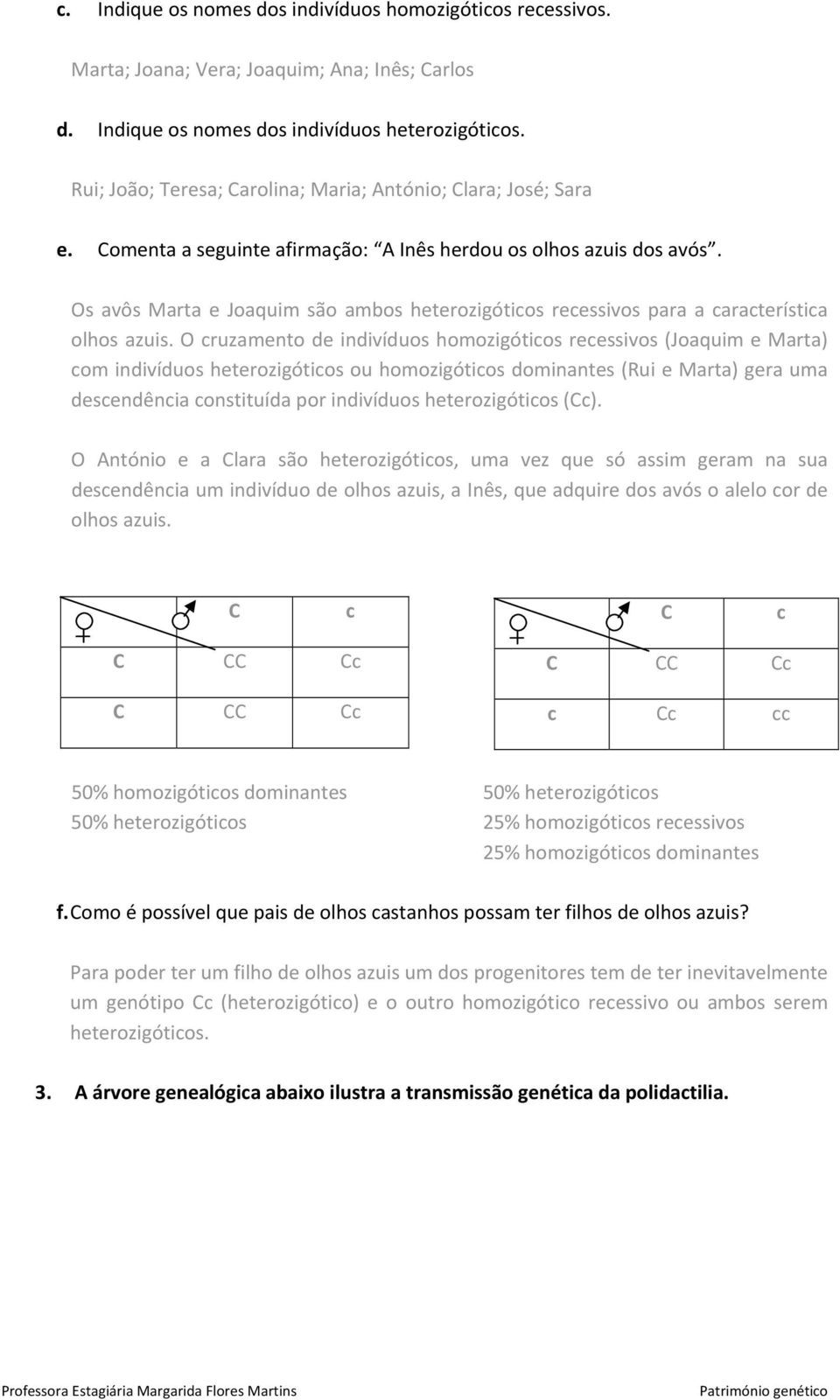 Os avôs Marta e Joaquim são ambos heterozigóticos recessivos para a característica olhos azuis.