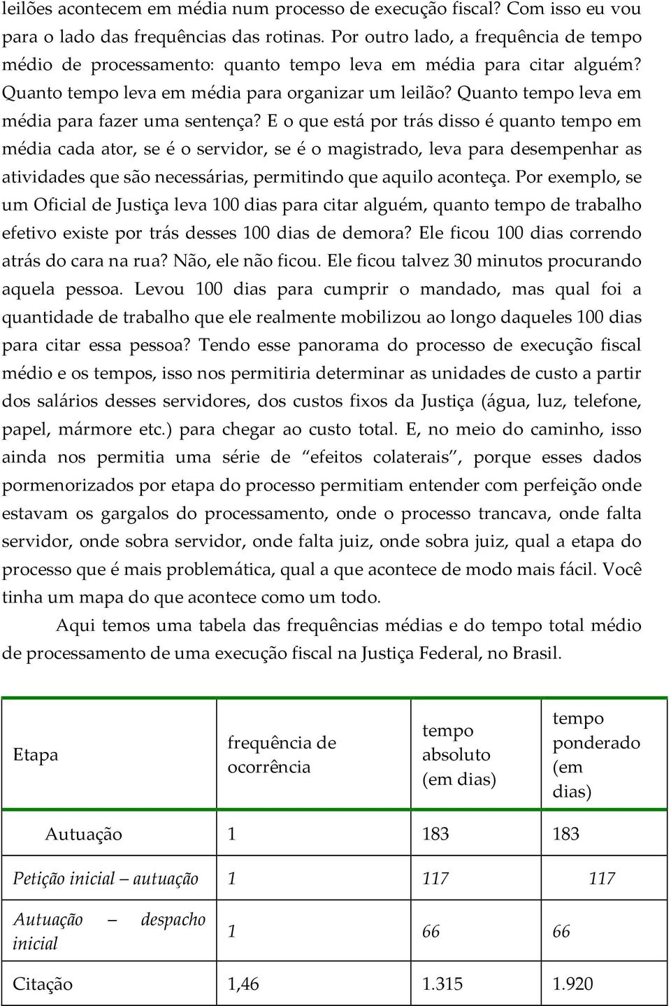 Quanto tempo leva em média para fazer uma sentença?