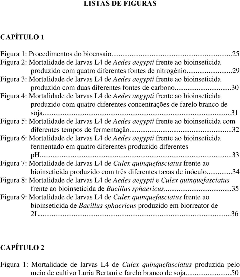 ..30 Figura 4: Mortalidade de larvas L4 de Aedes aegypti frente ao bioinseticida produzido com quatro diferentes concentrações de farelo branco de soja.