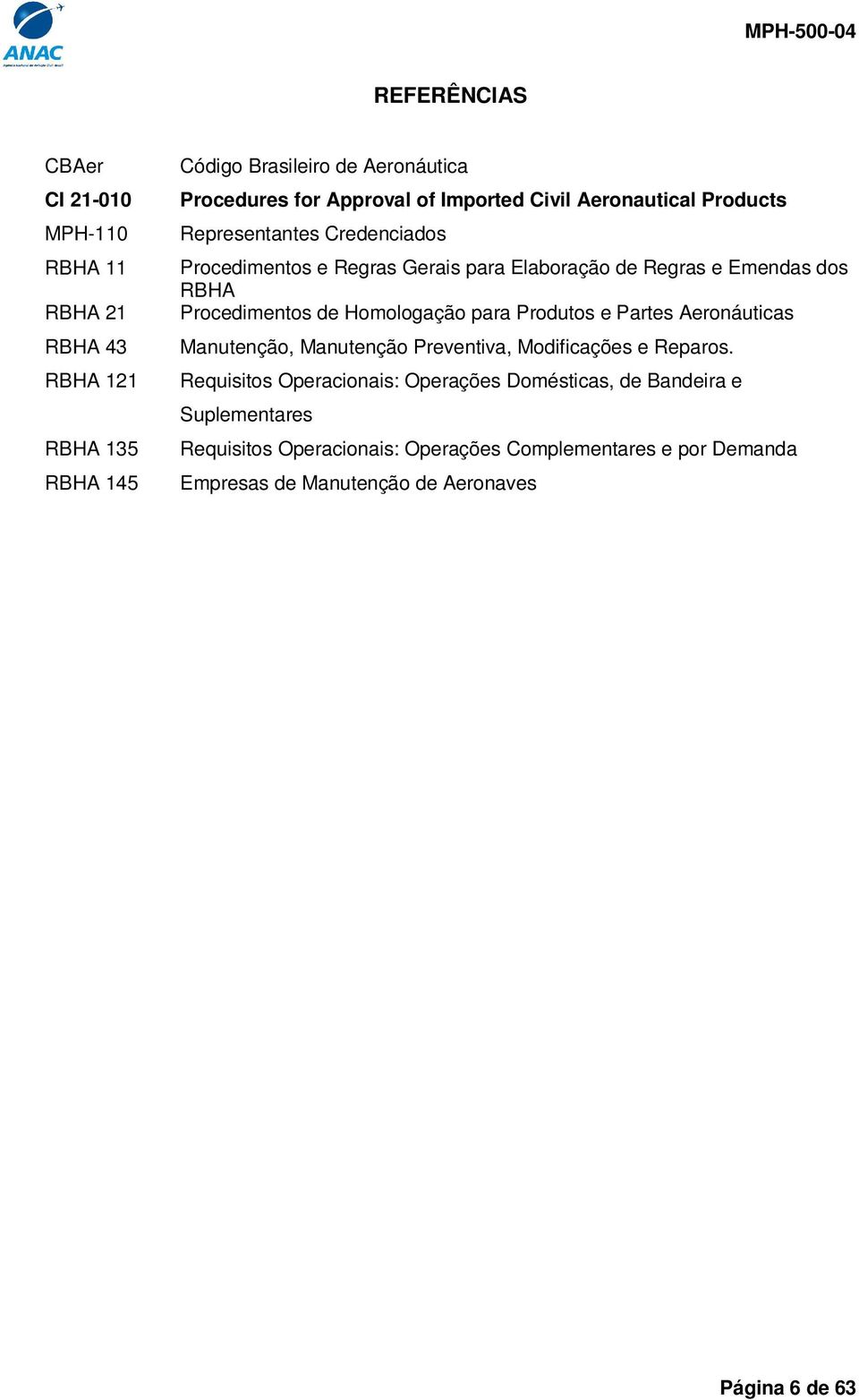 Procedimentos de Homologação para Produtos e Partes Aeronáuticas Manutenção, Manutenção Preventiva, Modificações e Reparos.