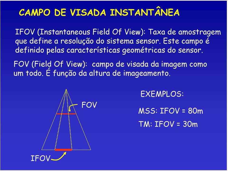 Este campo é definido pelas características geométricas do sensor.
