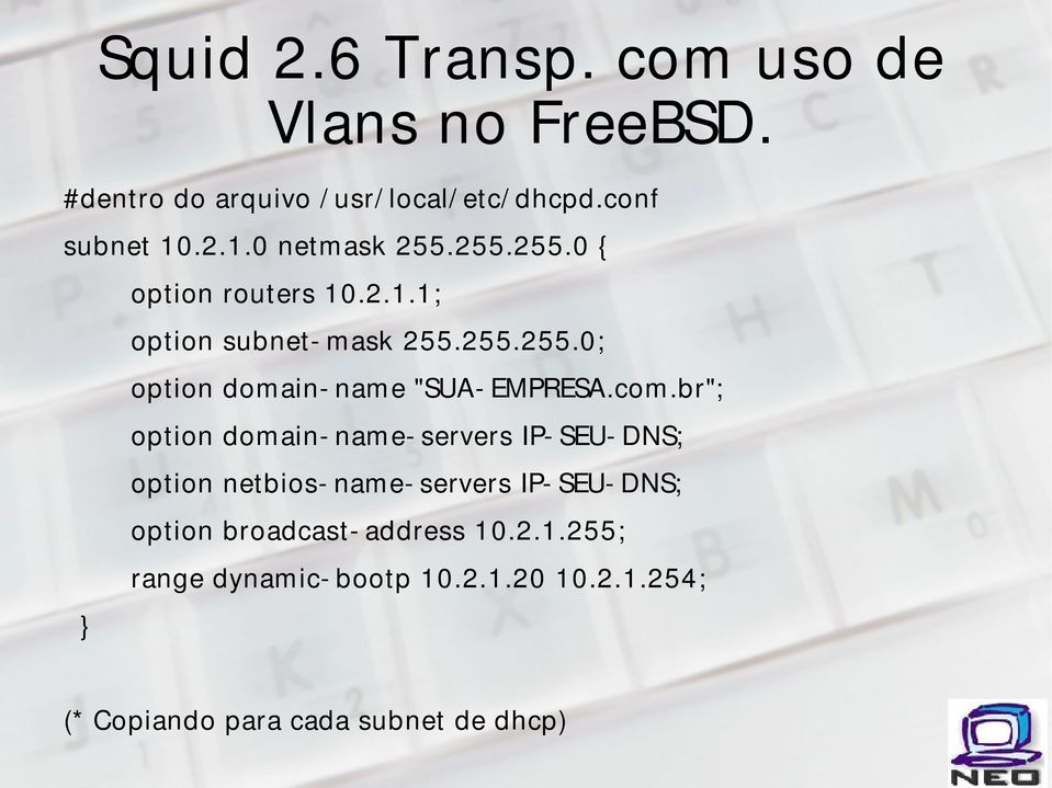 br"; option domain- name- servers IP- SEU- DNS; option netbios- name- servers IP- SEU- DNS; option