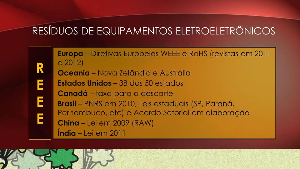 50 estados Canadá taxa para o descarte Brasil PNRS em 2010, Leis estaduais (SP, Paraná,