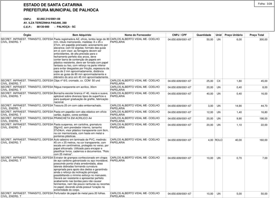 fantasia ou liso, com reforço na parte inferior para evitar desgastes por fricção, espessura da capa de 2 mm aproximadamente, distância entre as guias de 80 mm aproximadamente e diâmetro do arco em