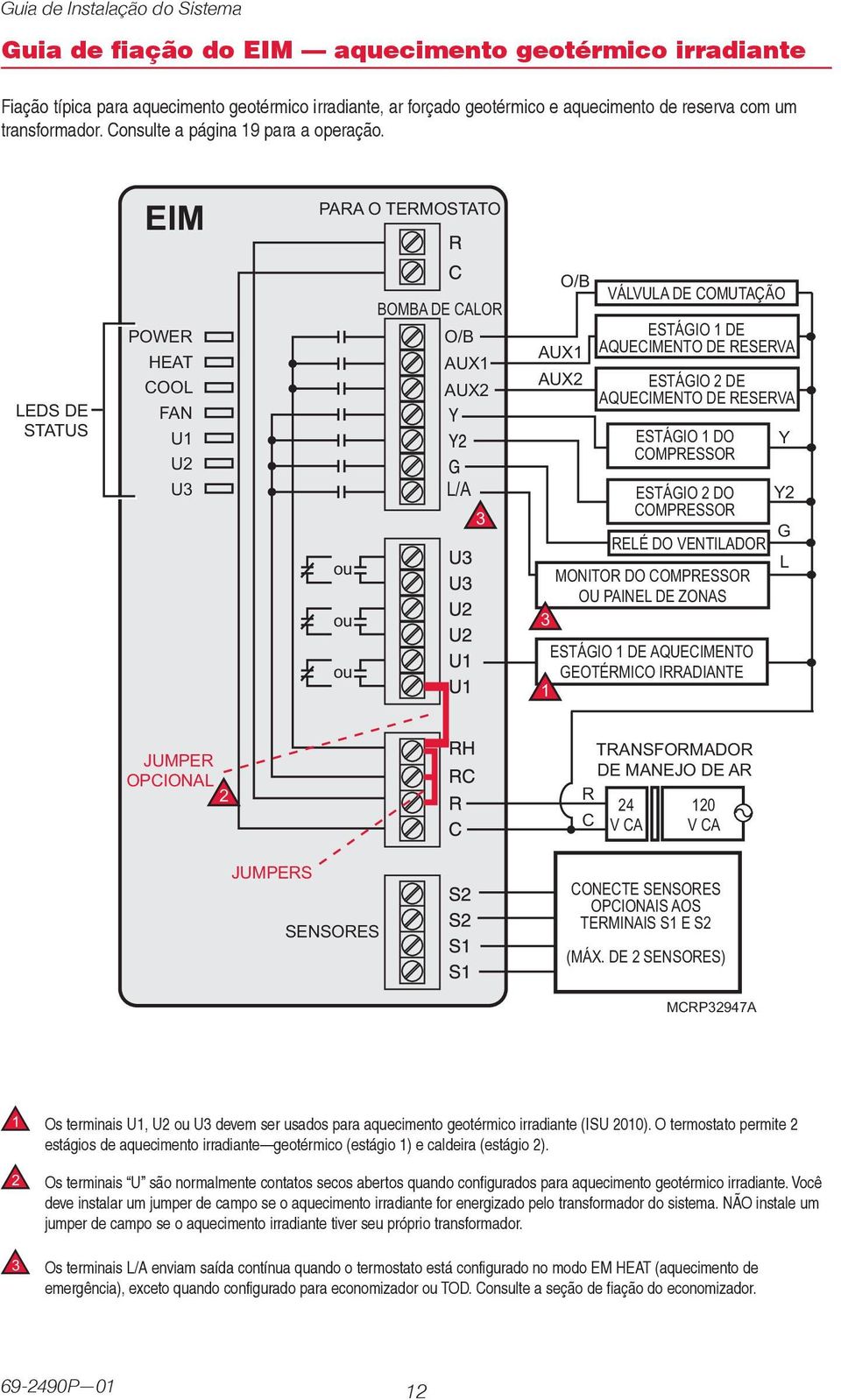 EIM PAA O TEMOSTATO LEDS DE STATUS POWE HEAT OOL FAN ou ou OMA DE ALO O/ AUX AUX L/A O/ AUX AUX VÁLVULA DE OMUTAÇÃO ESTÁGIO DE AQUEIMENTO DE ESEVA ESTÁGIO DE AQUEIMENTO DE ESEVA ESTÁGIO DO OMPESSO