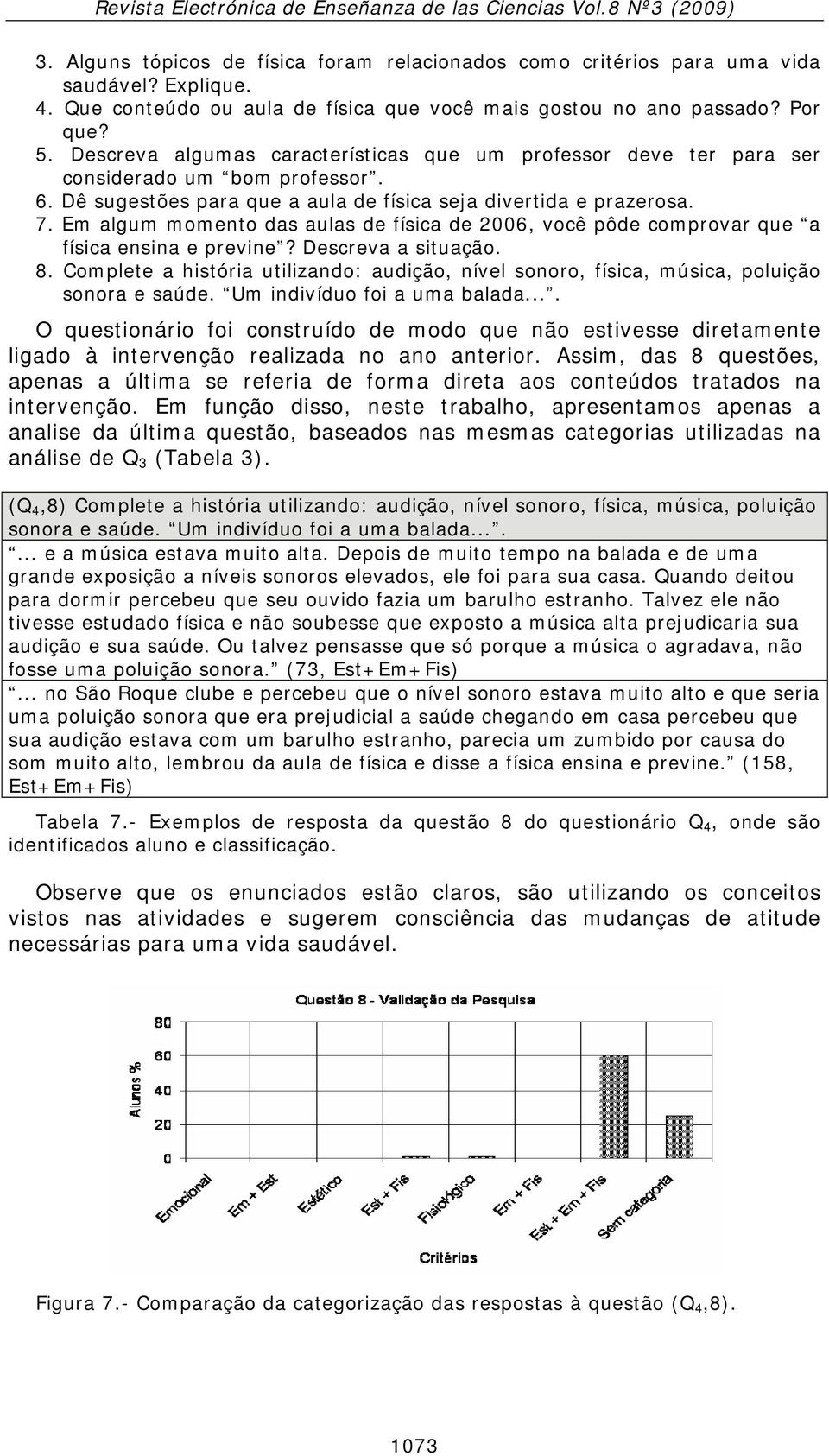 Em algum momento das aulas de física de 2006, você pôde comprovar que a física ensina e previne? Descreva a situação. 8.