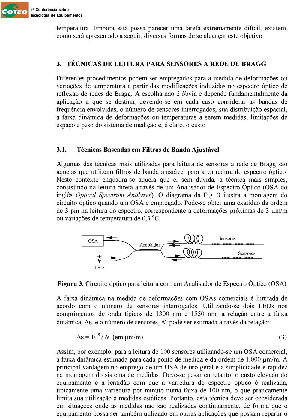 espectro óptico de reflexão de redes de Bragg.