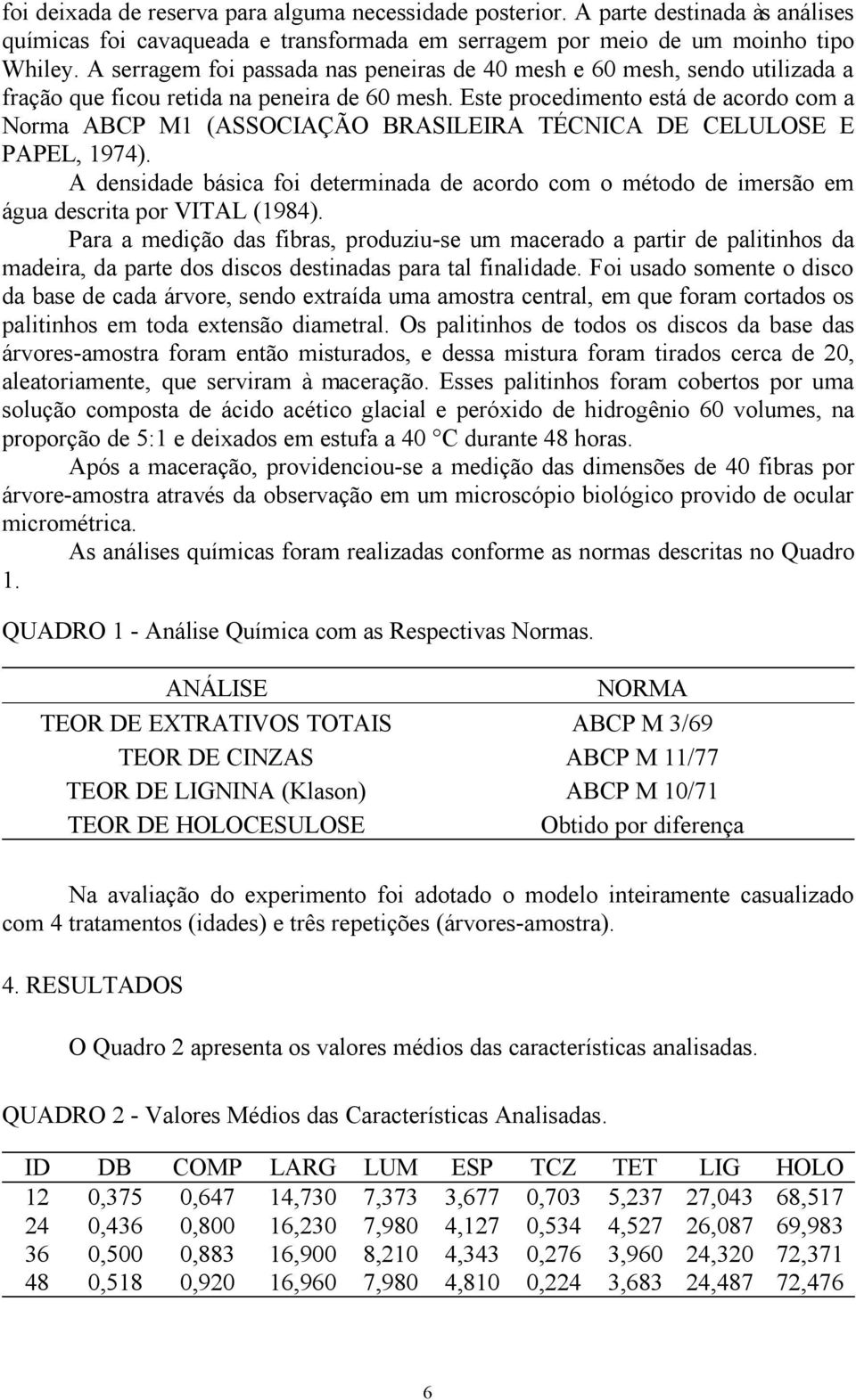 Este procedimento está de acordo com a Norma ABCP M1 (ASSOCIAÇÃO BRASILEIRA TÉCNICA DE CELULOSE E PAPEL, 1974).