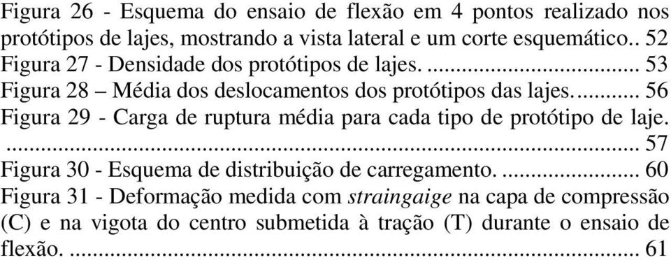 ... 56 Figura 29 - Carga de ruptura média para cada tipo de protótipo de laje.... 57 Figura 30 - Esquema de distribuição de carregamento.