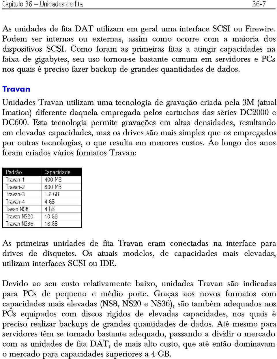 Travan Unidades Travan utilizam uma tecnologia de gravação criada pela 3M (atual Imation) diferente daquela empregada pelos cartuchos das séries DC2000 e DC600.