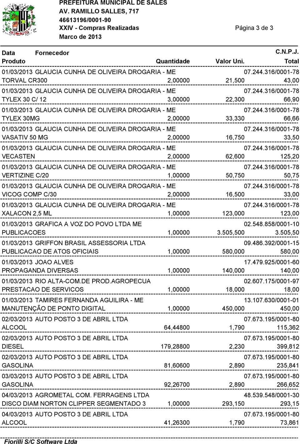505,50 01/03/2013 GRIFFON BRASIL ASSESSORIA LTDA 09.486.392/0001-15 PUBLICACAO DE ATOS OFICIAIS 1,00000 580,000 580,00 01/03/2013 JOAO ALVES 17.479.