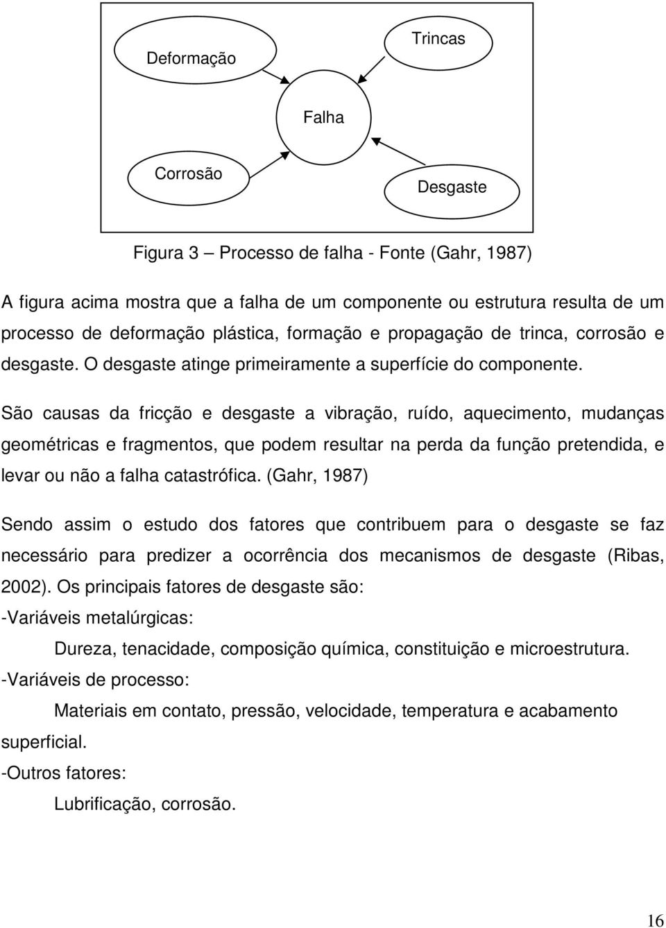 São causas da fricção e desgaste a vibração, ruído, aquecimento, mudanças geométricas e fragmentos, que podem resultar na perda da função pretendida, e levar ou não a falha catastrófica.