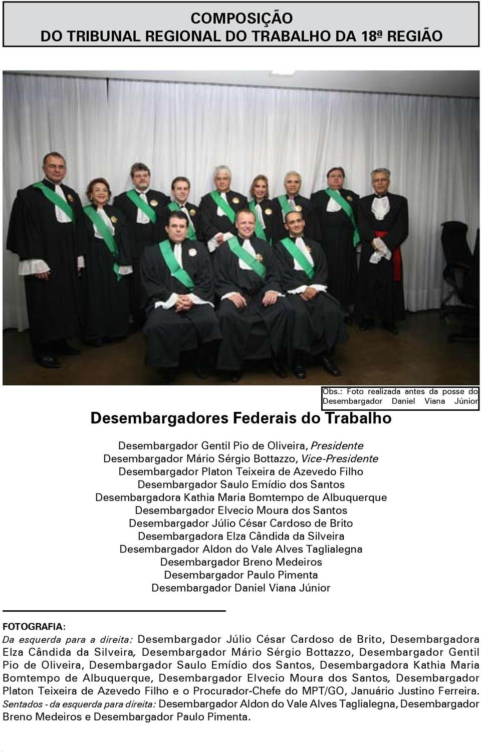 César Cardoso de Brito Desembargadora Elza Cândida da Silveira Desembargador Aldon do Vale Alves Taglialegna Desembargador Breno Medeiros Desembargador Paulo Pimenta Desembargador Daniel Viana Júnior