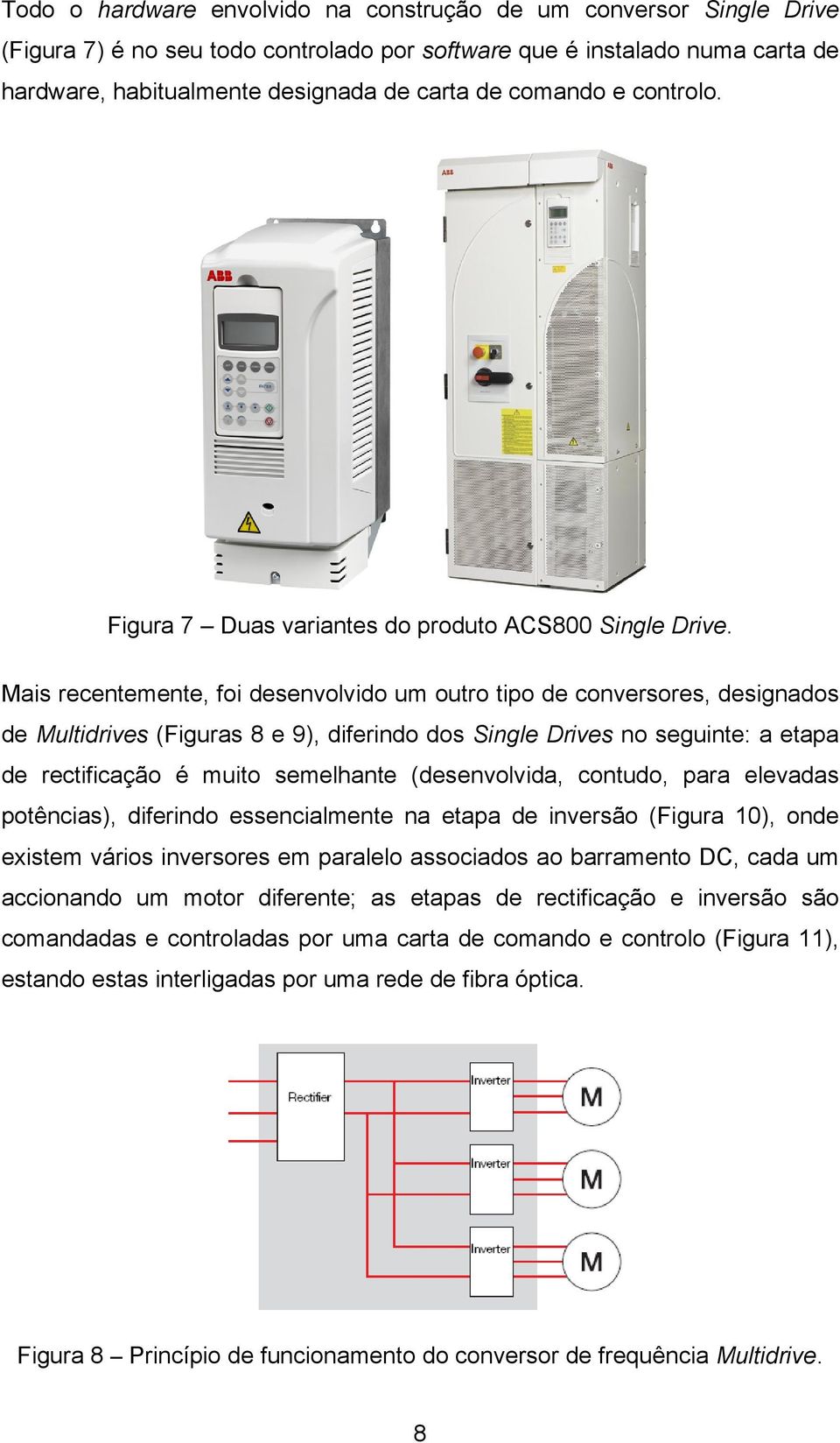 Mais recentemente, foi desenvolvido um outro tipo de conversores, designados de Multidrives (Figuras 8 e 9), diferindo dos Single Drives no seguinte: a etapa de rectificação é muito semelhante