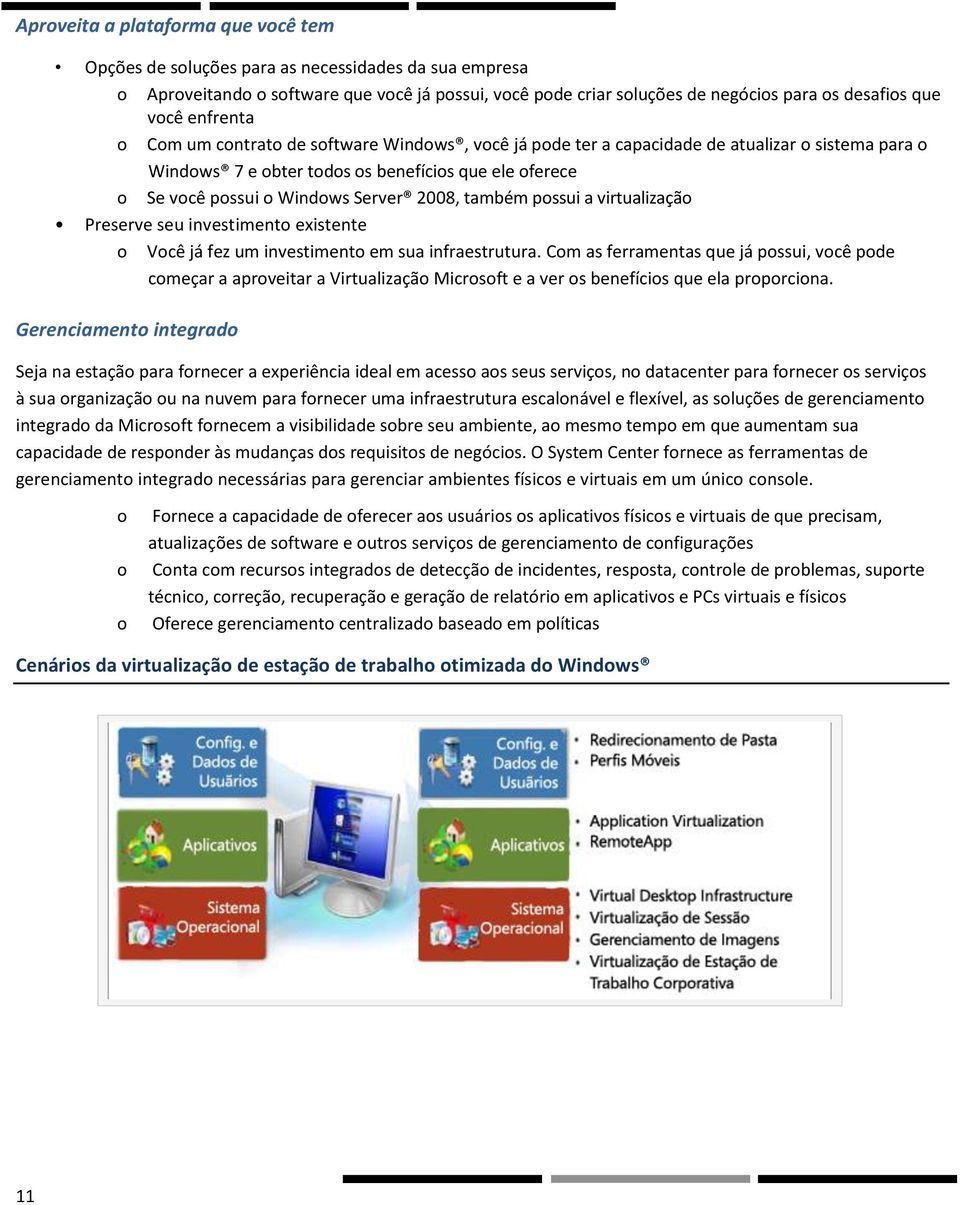 2008, também possui a virtualização Preserve seu investimento existente o Você já fez um investimento em sua infraestrutura.