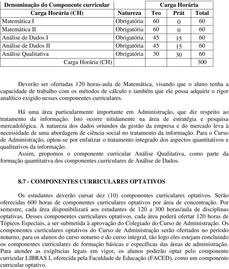 de trabalho com os métodos de cálculo e também que ele possa adquirir o rigor analítico exigido nesses componentes curriculares.