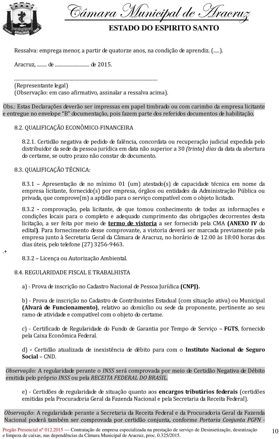 2. QUALIFICAÇÃO ECONÔMICO-FINANCEIRA 8.2.1.