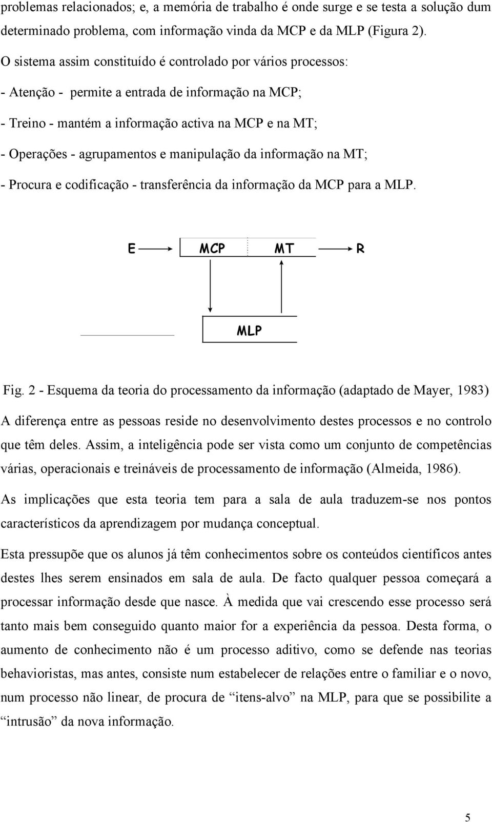 manipulação da informação na MT; - Procura e codificação - transferência da informação da MCP para a MLP. E MCP MT R MLP Fig.