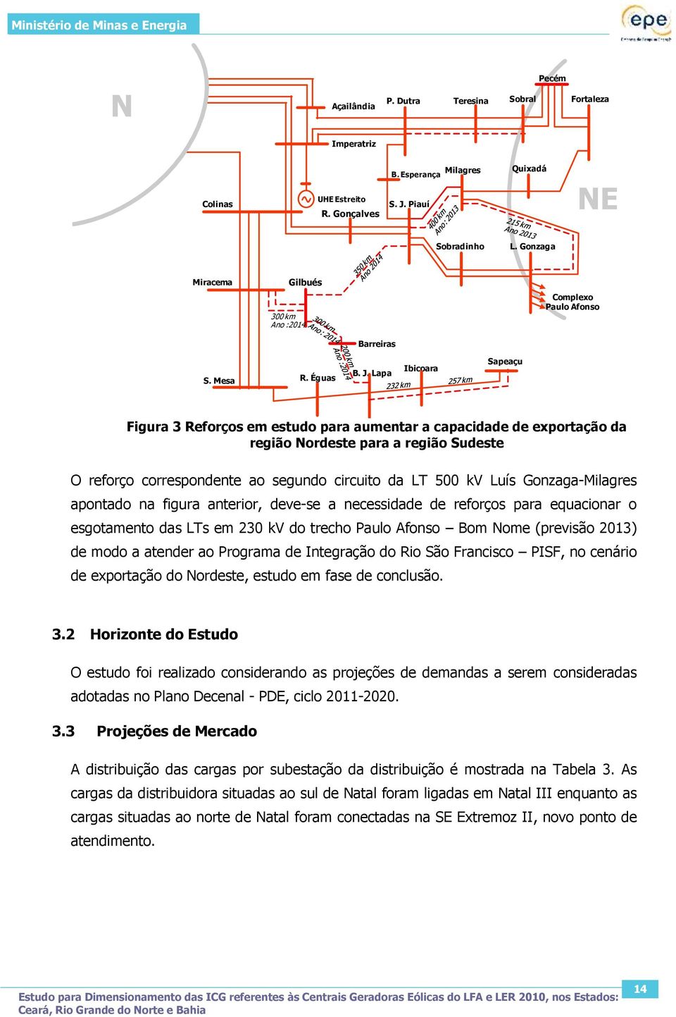 Lapa Ibicoara Sapeaçu Figura 3 Reforços em estudo para aumentar a capacidade de exportação da região Nordeste para a região Sudeste O reforço correspondente ao segundo circuito da LT 500 kv Luís