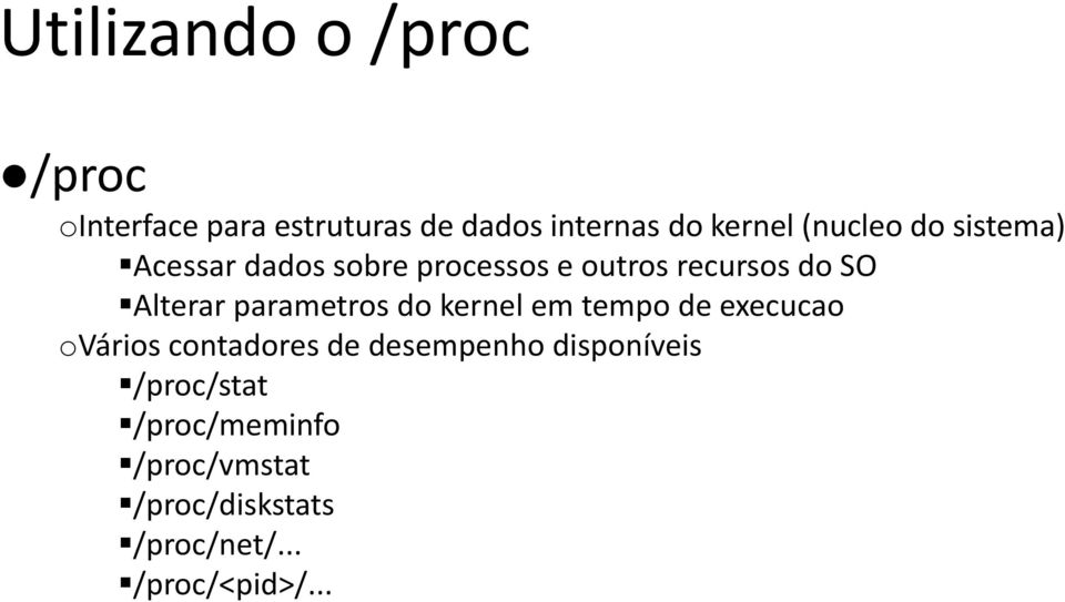 parametros do kernel em tempo de execucao ovários contadores de desempenho